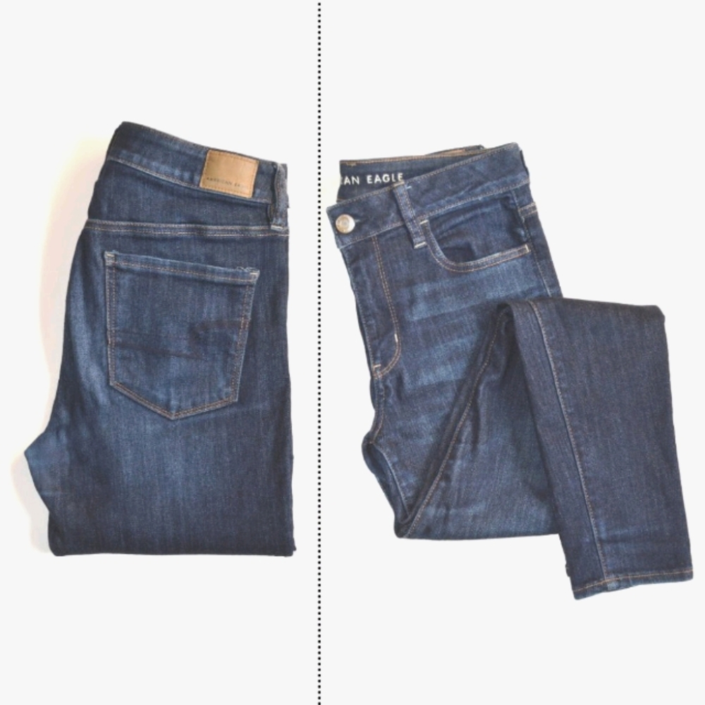 American Eagle Hi Rise Dark Wash Jegging Short